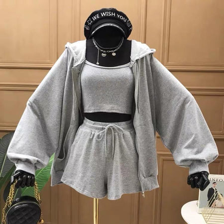 Bracello 3 Pc Activewear - front shot on mannequin, grey - Miss Mosa By Akanksha