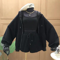Bracello 3 Pc Activewear - front shot on mannequin, black - Miss Mosa By Akanksha