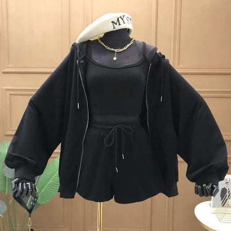 Bracello 3 Pc Activewear - front shot on mannequin, black - Miss Mosa By Akanksha