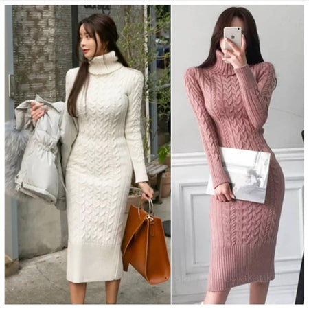 Bradshaw Luxury Knitted Dress - front shot on model, multicolour - Miss Mosa By Akanksha