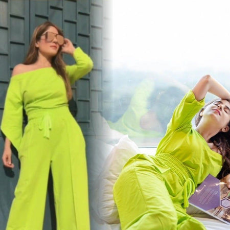 Brady Tracksets - lifestyle shot on model, lime green - Miss Mosa By Akanksha