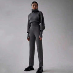 Bratey Winter Tracksets - full-length shot on model, grey - Miss Mosa By Akanksha