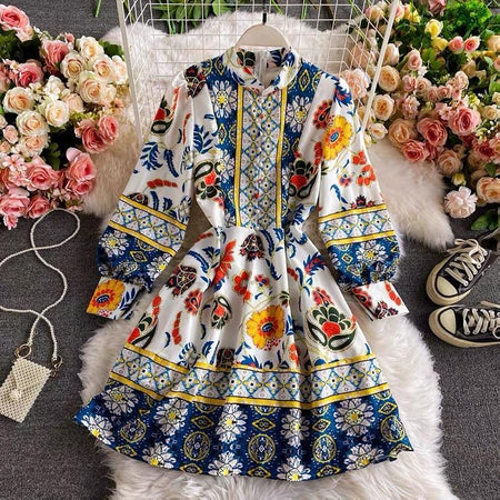 Brian Luxury Vintage Dress In Multicolour - styled flat-lay shot, multicolour - Miss Mosa By Akanksha