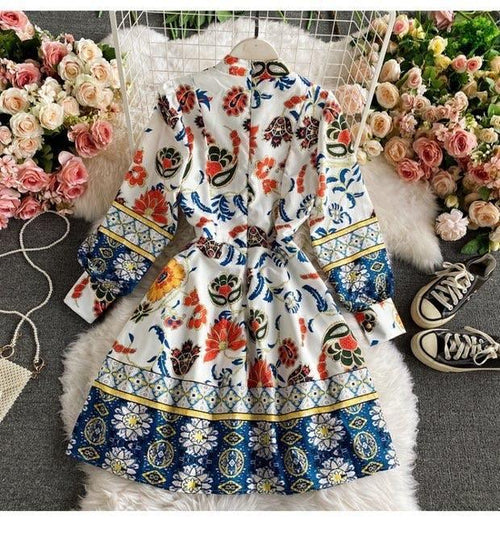 Brian Luxury Vintage Dress In Multicolor