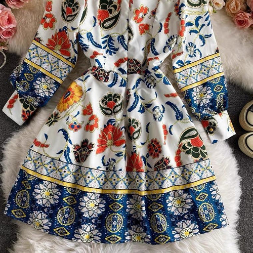 Brian Luxury Vintage Dress In Multicolor