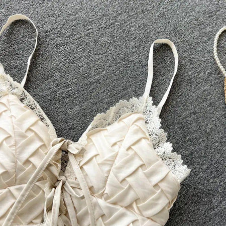 Briar Bustier Tops - close-up of bodice, beige - Miss Mosa By Akanksha
