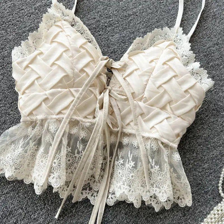 Briar Bustier Tops - close-up of bodice, beige - Miss Mosa By Akanksha
