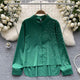 Bridget Pearl Satin Detailed Tops - flat-lay product shot, green - Miss Mosa By Akanksha