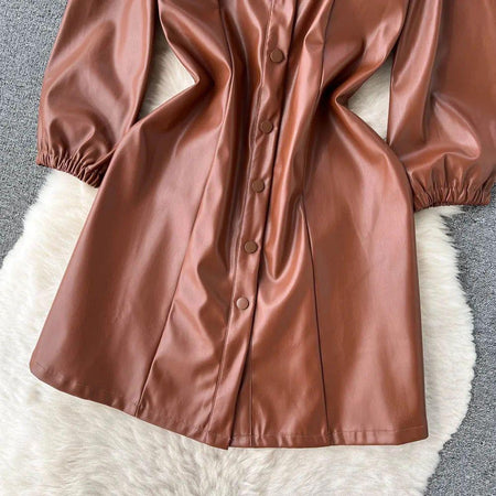 Briella Statement Dress - close-up of skirt, brown - Miss Mosa By Akanksha