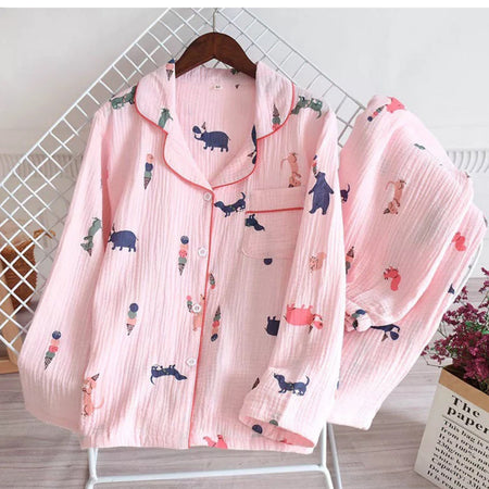 Bruno Cotton Nightsets - front shot on hanger, pink - Miss Mosa By Akanksha