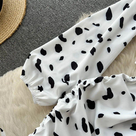 Brynn Coord Set In White - close-up of print, white - Miss Mosa By Akanksha