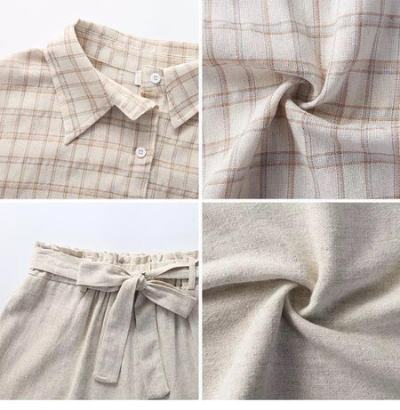 Burkley 3 Piece Set In Beige - close-up of fabric texture, beige - Miss Mosa By Akanksha