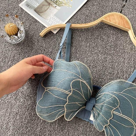 Butterfly Bralettes - close-up of cups, blue - Miss Mosa By Akanksha