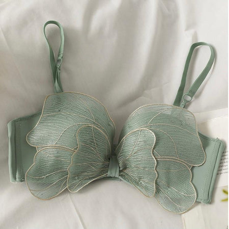 Butterfly Bralettes - front shot flat-lay, green - Miss Mosa By Akanksha