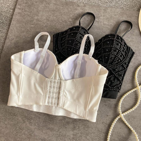 Cadel Pearl Bustier - back shot flat-lay, cream - Miss Mosa By Akanksha