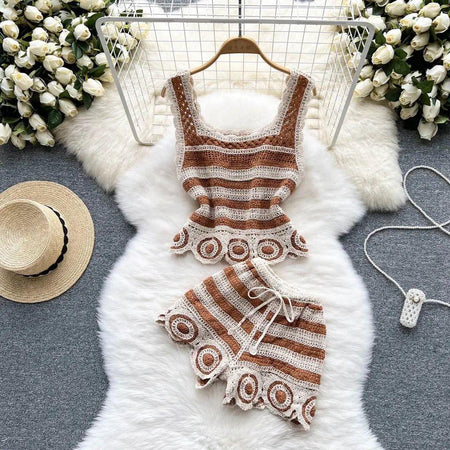 Calliope Coord Set - styled flat-lay shot, brown - Miss Mosa By Akanksha