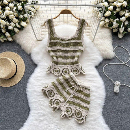 Calliope Coord Set - styled flat-lay shot, green - Miss Mosa By Akanksha