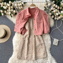 Carol Set of Dress and Jacket - styled flat-lay shot, multicolour - Miss Mosa By Akanksha