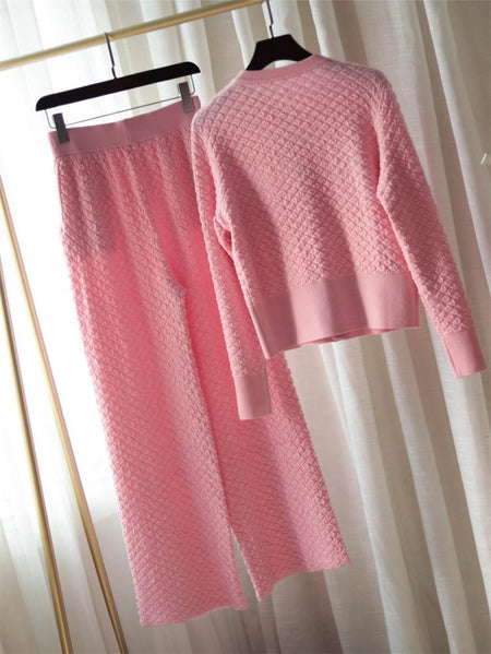 Carol Woolen Coord Set - styled flat-lay shot, pink - Miss Mosa By Akanksha