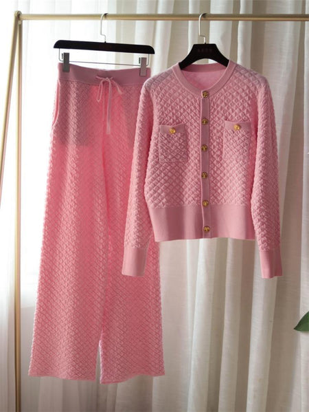 Carol Woolen Coord Set - styled flat-lay shot, pink - Miss Mosa By Akanksha