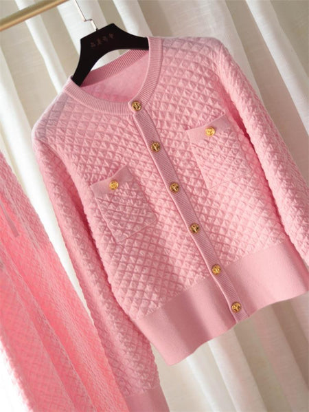 Carol Woolen Coord Set - front shot on hanger, pink - Miss Mosa By Akanksha