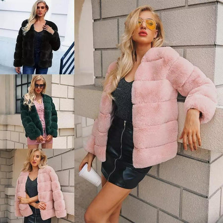 Carrie Bradshaw Luxury - Faux Fur Jackets - front shot on model, pink - Miss Mosa By Akanksha