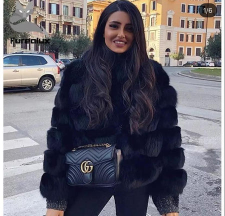 Carrie Bradshaw Luxury - Faux Fur Jackets - lifestyle shot on model, black - Miss Mosa By Akanksha