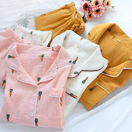 Carrot and Heart Nightsets - styled flat-lay shot, multicolour - Miss Mosa By Akanksha