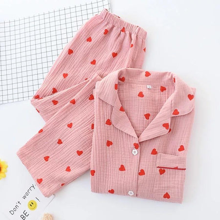 Carrot and Heart Nightsets - flat-lay product shot, pink - Miss Mosa By Akanksha