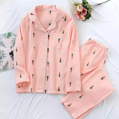Carrot and Heart Nightsets - flat-lay product shot, pink - Miss Mosa By Akanksha