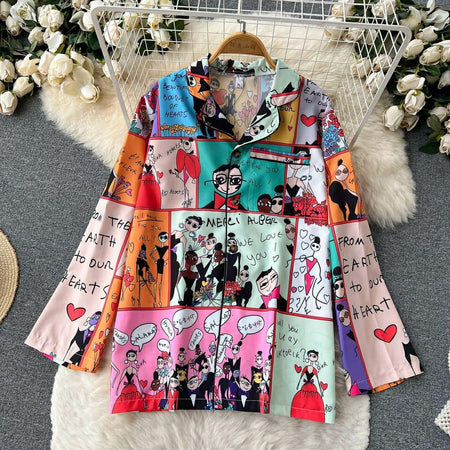 Cartoon Abstract Coord Set In Multicolour - flat-lay product shot, multicolour - Miss Mosa By Akanksha