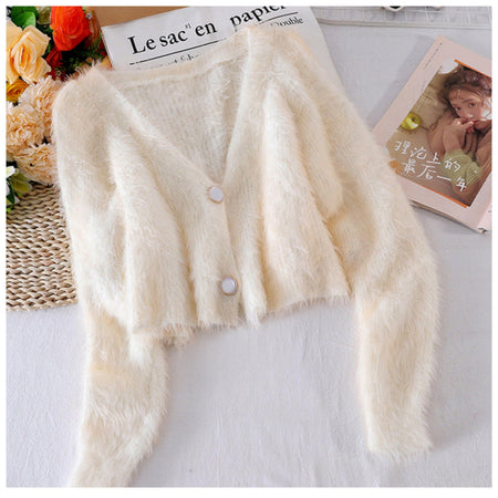 Cashmere Cropped Jumpers - flat-lay product shot, cream - Miss Mosa By Akanksha