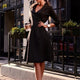 Catherine Wrap Dress - front shot on model, black - Miss Mosa By Akanksha