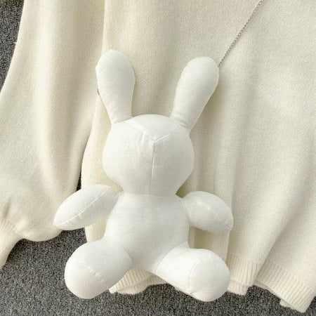 Cesco Pullover with Sling - close-up of bunny bag, white - Miss Mosa By Akanksha