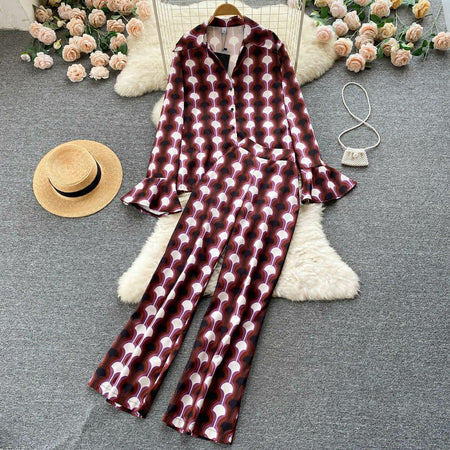 Charles Abstract Coord Set In Maroon - styled flat-lay shot, maroon - Miss Mosa By Akanksha