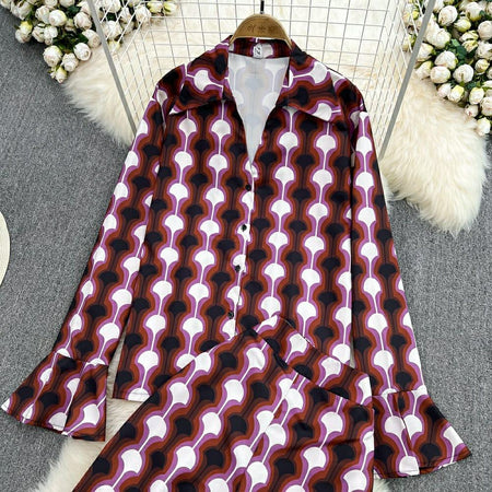 Charles Abstract Coord Set In Maroon - styled flat-lay shot, maroon - Miss Mosa By Akanksha