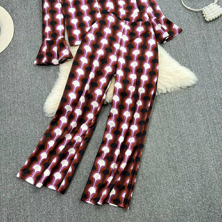 Charles Abstract Coord Set In Maroon - styled flat-lay shot, maroon - Miss Mosa By Akanksha