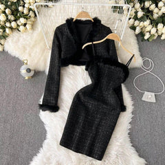 Charlotte Statement Dress with Cape - styled flat-lay shot, black - Miss Mosa By Akanksha