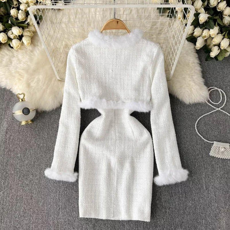 Charlotte Statement Dress with Cape - styled flat-lay shot, white - Miss Mosa By Akanksha