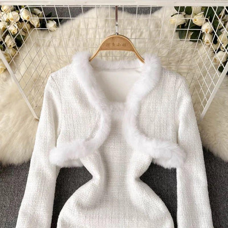 Charlotte Statement Dress with Cape - front shot on hanger, white - Miss Mosa By Akanksha