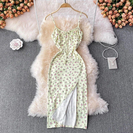 Chelsea Summer Drawstring Midi Dress - styled flat-lay shot, green - Miss Mosa By Akanksha