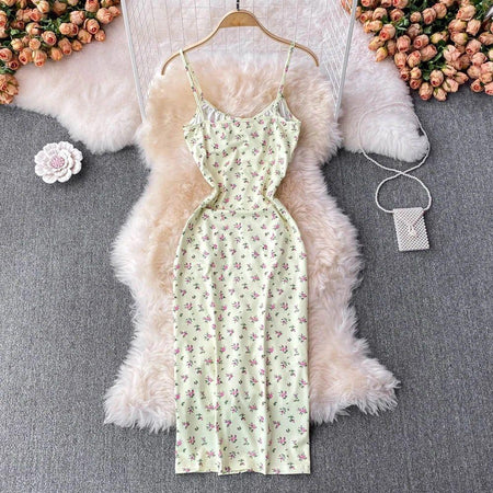 Chelsea Summer Drawstring Midi Dress - styled flat-lay shot, green - Miss Mosa By Akanksha
