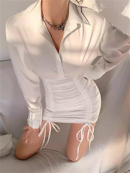 Chloe Statement Dress In White - front shot on model, white - Miss Mosa By Akanksha