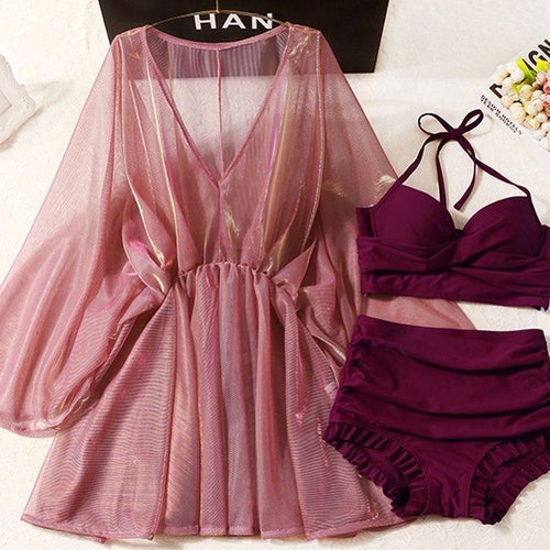 Cilia 3 Piece Swimsuit In Maroon