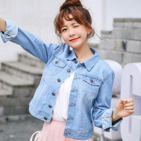 Classic Denim Jacket in Blue - front shot on model, blue - Miss Mosa By Akanksha
