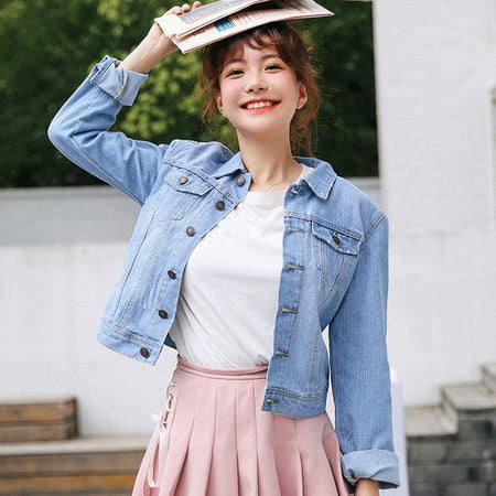 Classic Denim Jacket in Blue - front shot on model, blue - Miss Mosa By Akanksha