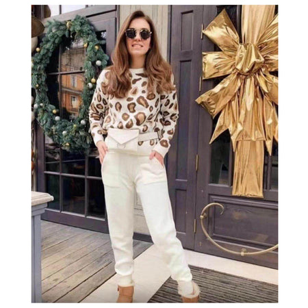Coachella Leopard Pattern Coord - lifestyle shot on model, beige - Miss Mosa By Akanksha