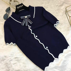 Colon Polo Shirts - front shot on hanger, navy - Miss Mosa By Akanksha