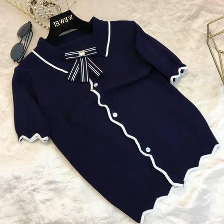 Colon Polo Shirts - front shot on hanger, navy - Miss Mosa By Akanksha