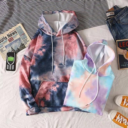 Colossal Tie and Dye Hoodie - styled flat-lay shot, multicolour - Miss Mosa By Akanksha